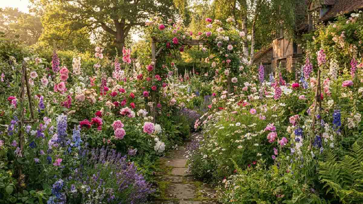 Classic flowers creating an old-fashioned garden feel.