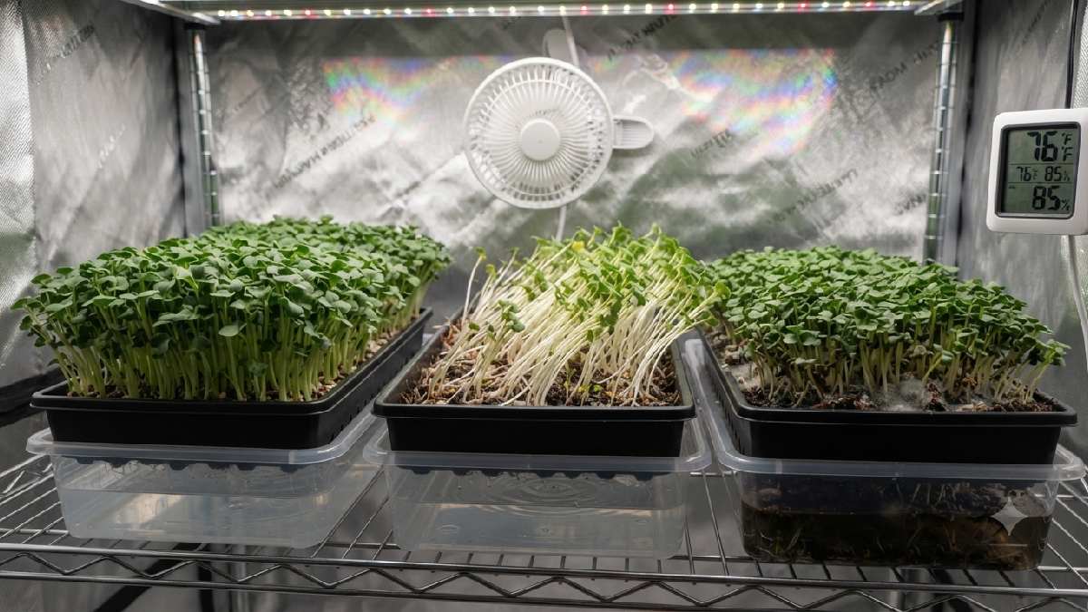 Common microgreen grow tent problems.