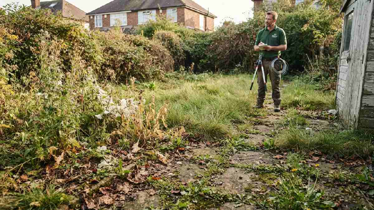 Overgrown garden showing signs it needs professional care.