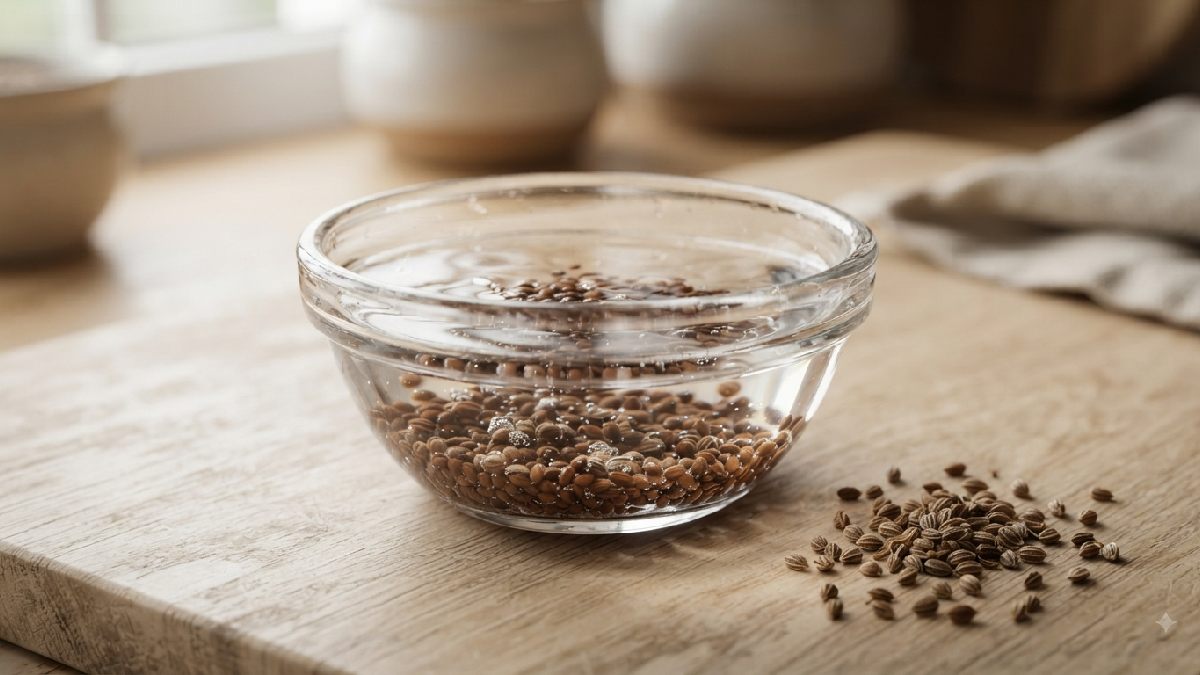 Carrot seeds soaking before planting.