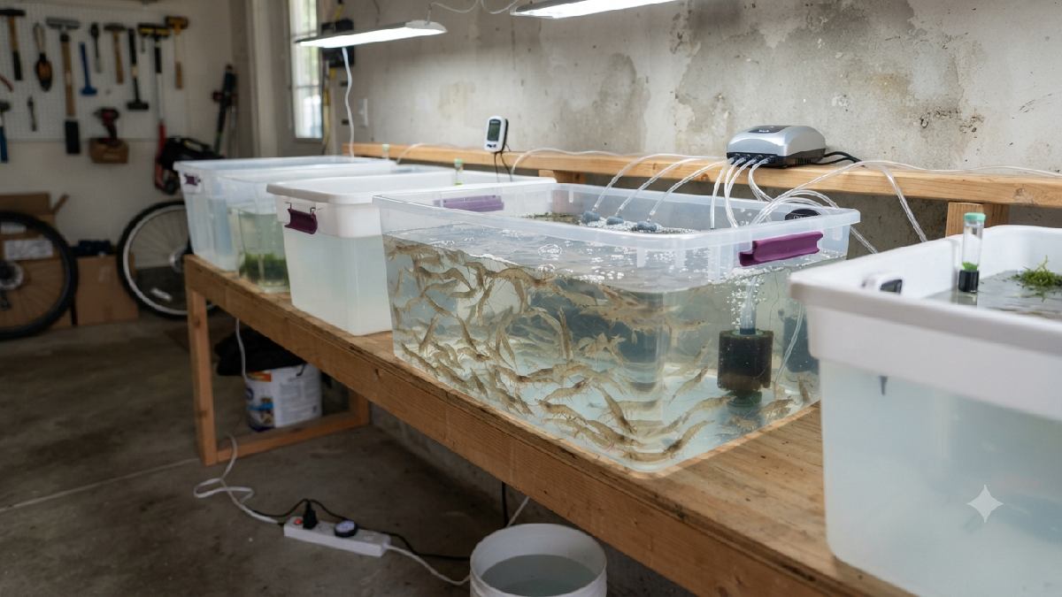 Indoor shrimp farming tanks for beginners