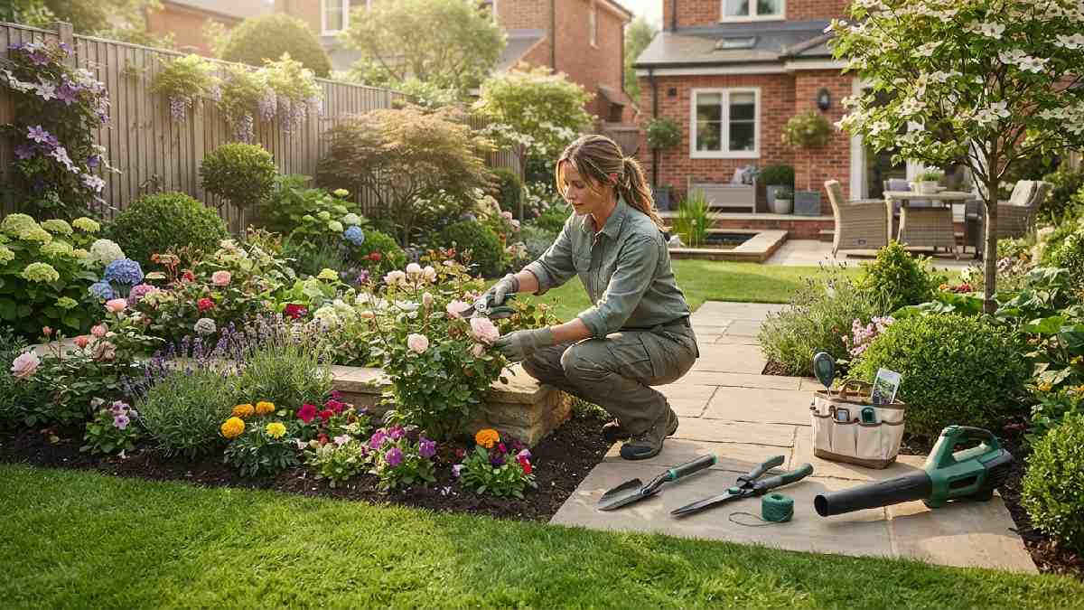Gardener providing professional garden maintenance.