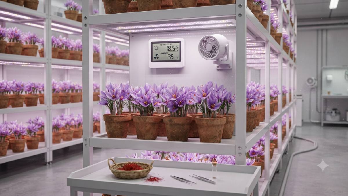 Perfect indoor climate for healthy saffron cultivation.