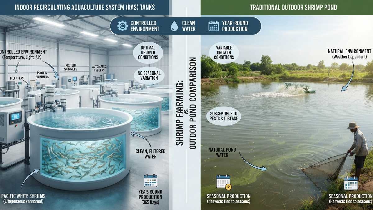 Benefits of indoor shrimp farming