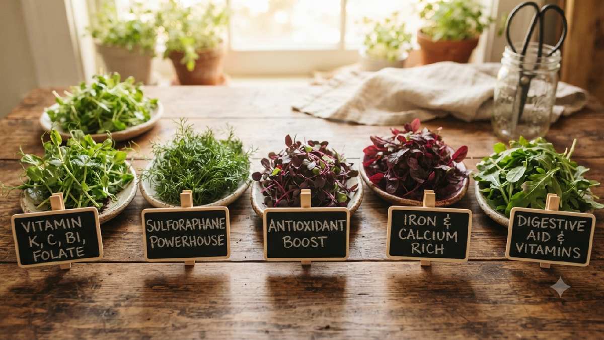 Microgreens sorted by nutrient goal