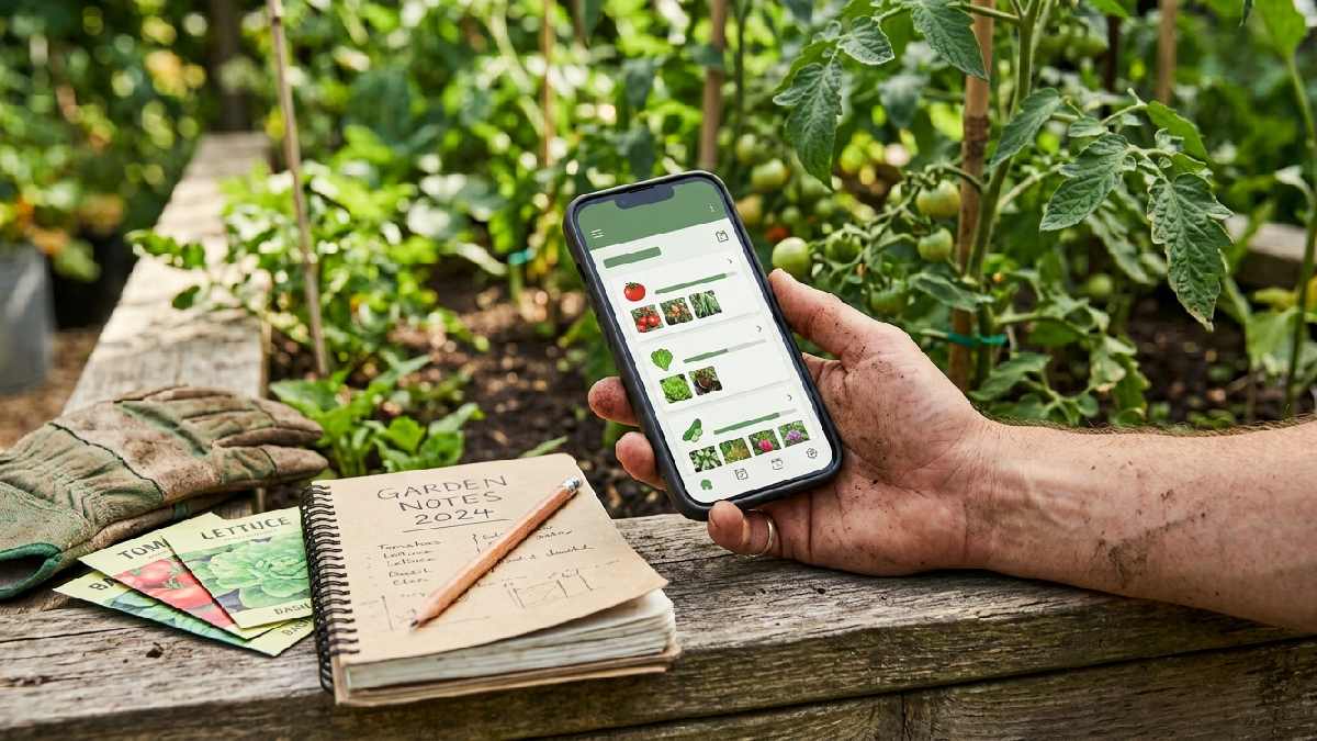 Digital gardening notebook on phone