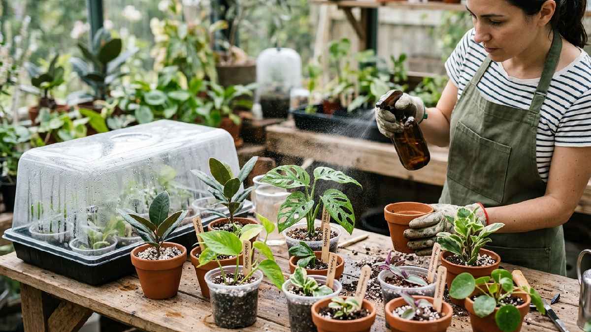 Misting plant cuttings for rooting