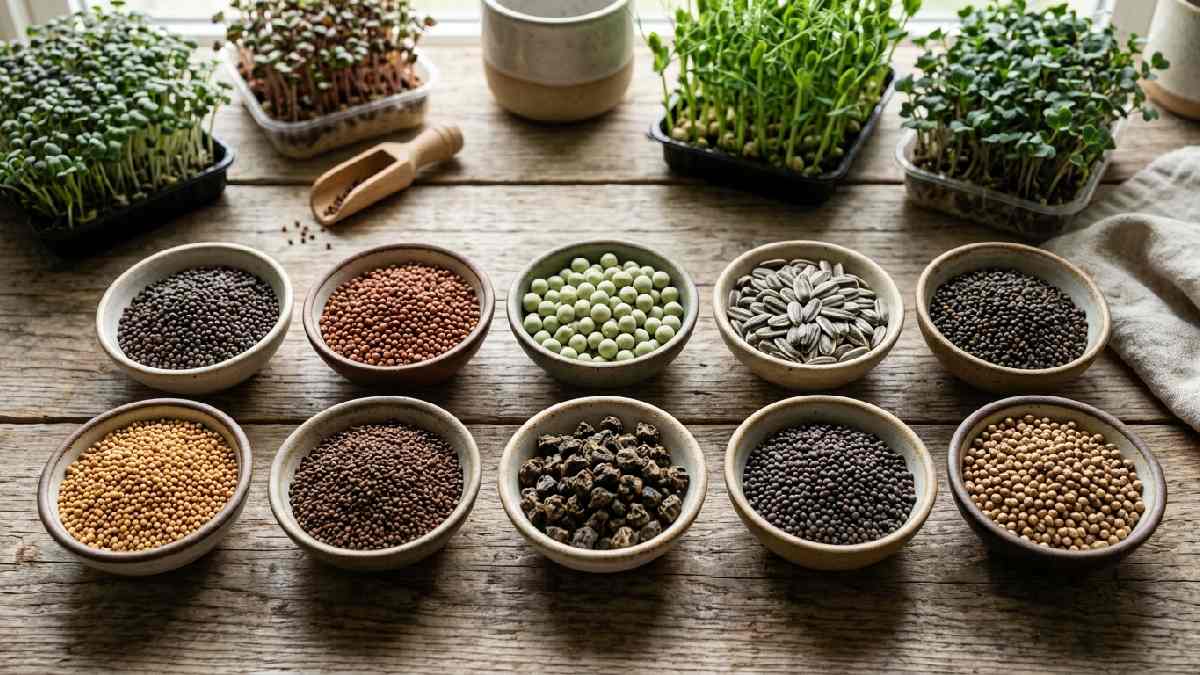 Ten popular microgreen seed varieties