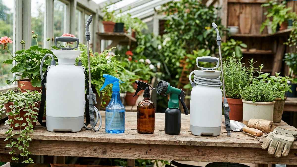 Different types of gardening spray bottles