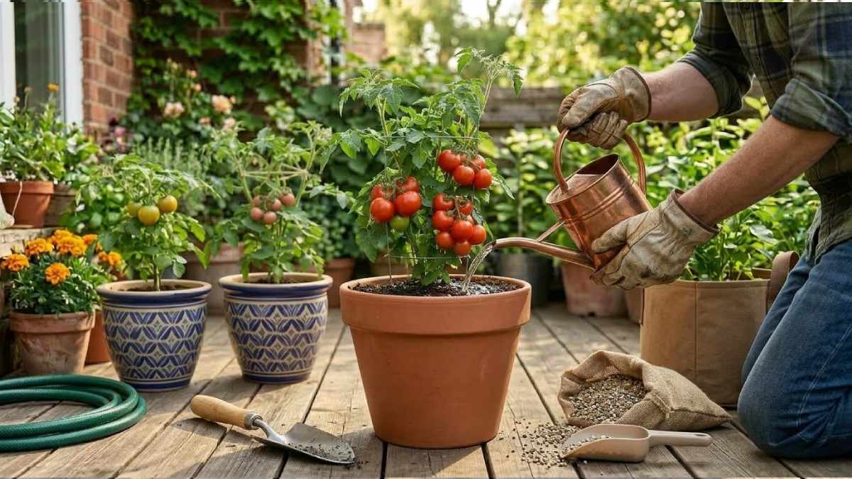 Watering and feeding tomatoes