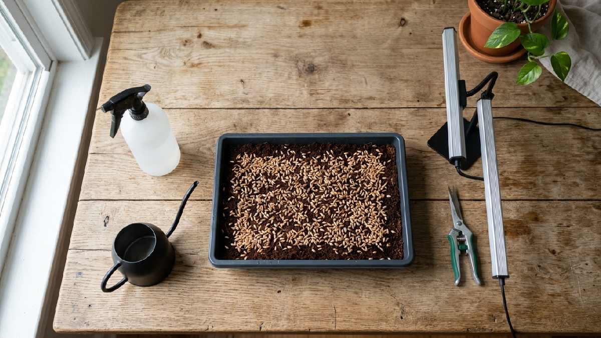 Supplies needed to grow wheatgrass at home