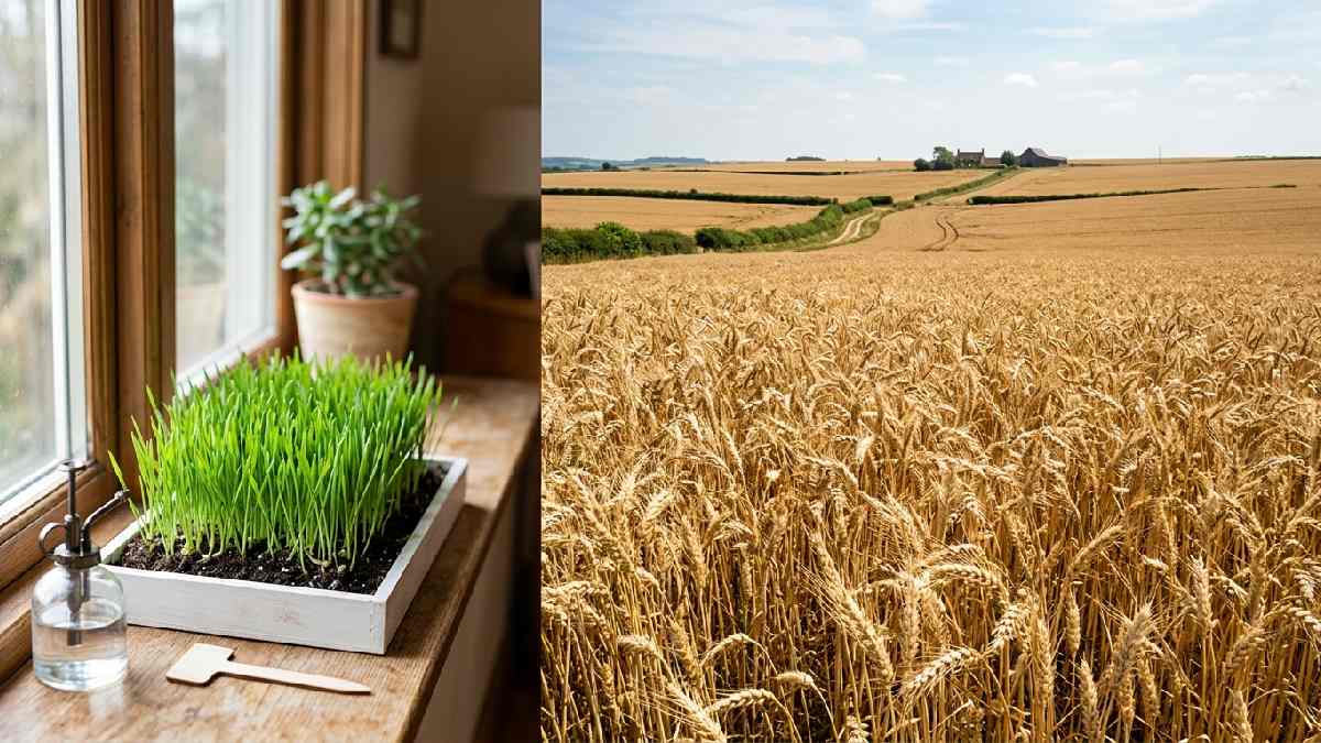 Indoor wheatgrass microgreens vs outdoor wheat