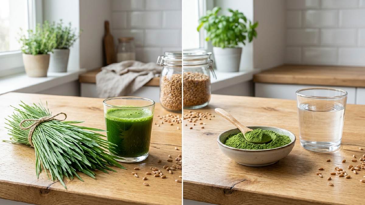 Fresh wheatgrass juice compared with wheatgrass powder.