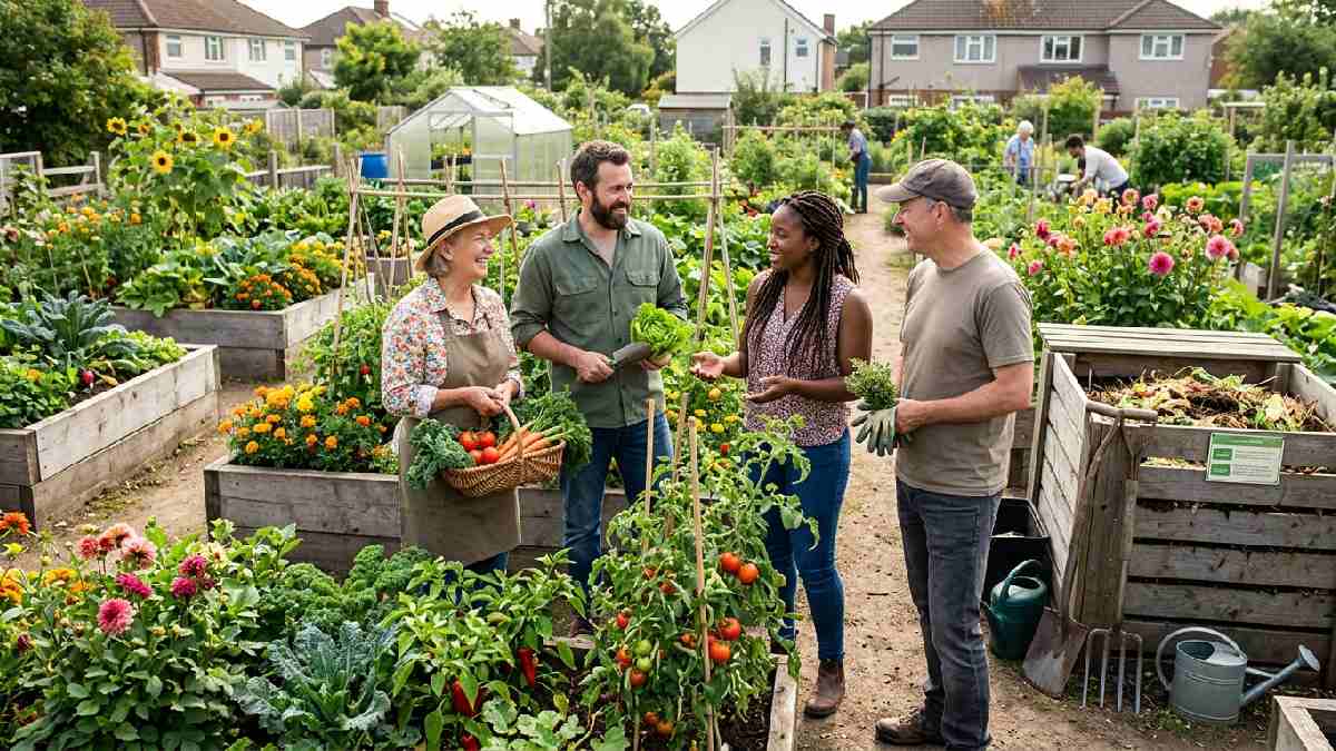 Gardeners sharing local gardening advice
