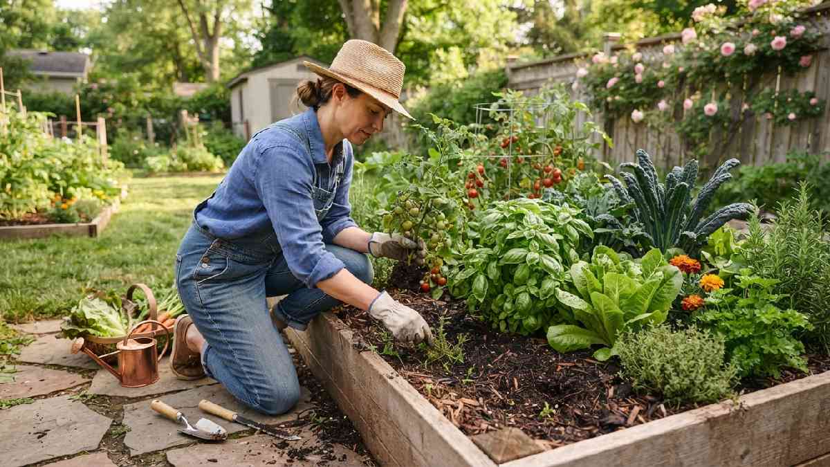 Maintaining healthy vegetables in a raised garden bed