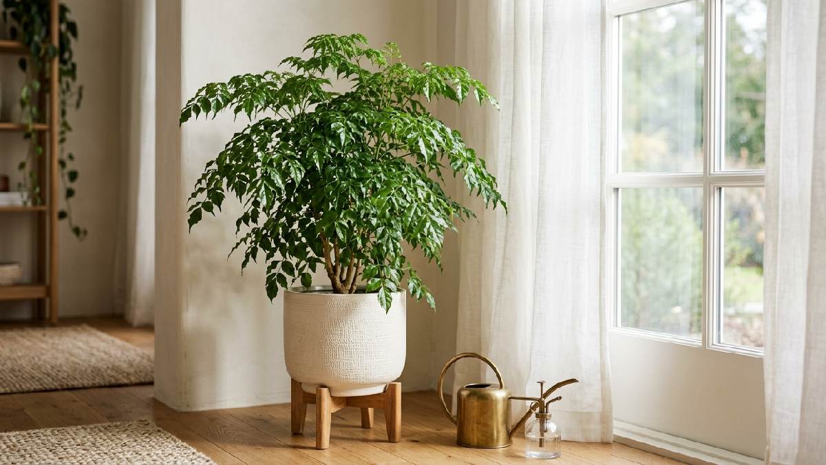 China Doll plant beside a bright window