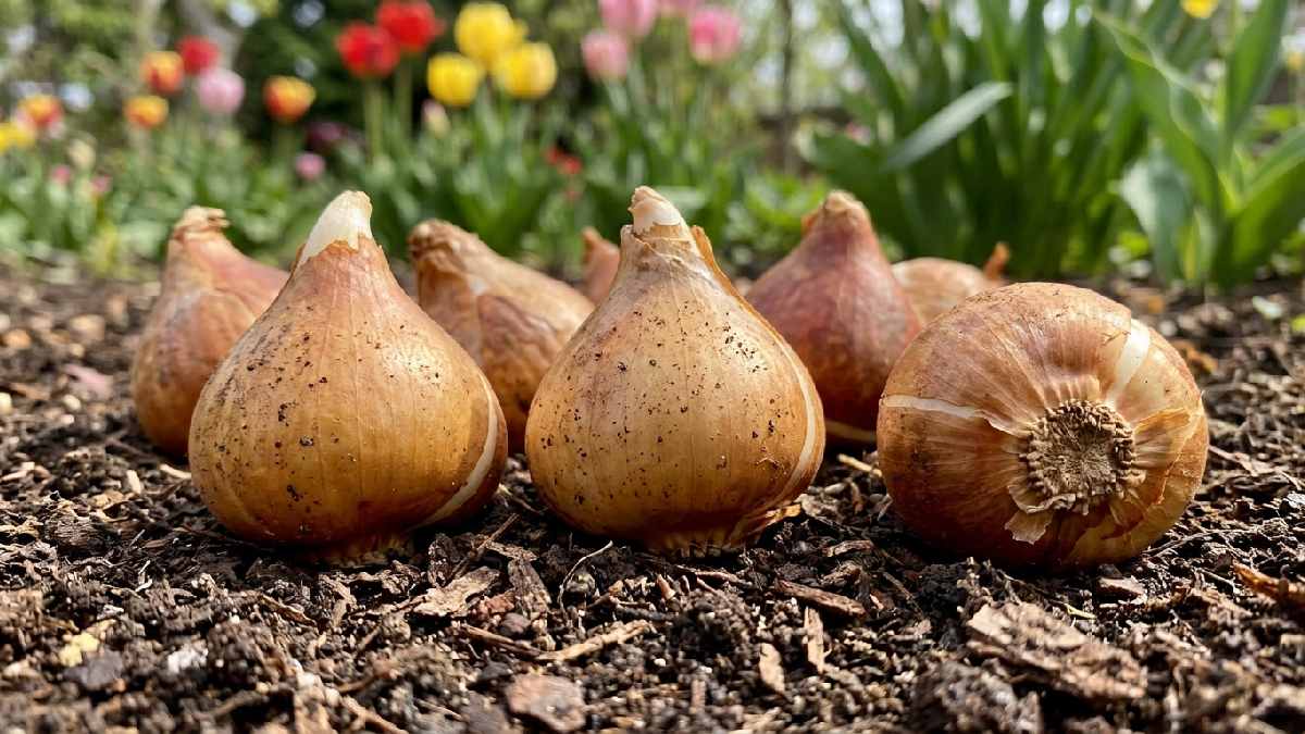 Healthy tulip bulbs ready for planting
