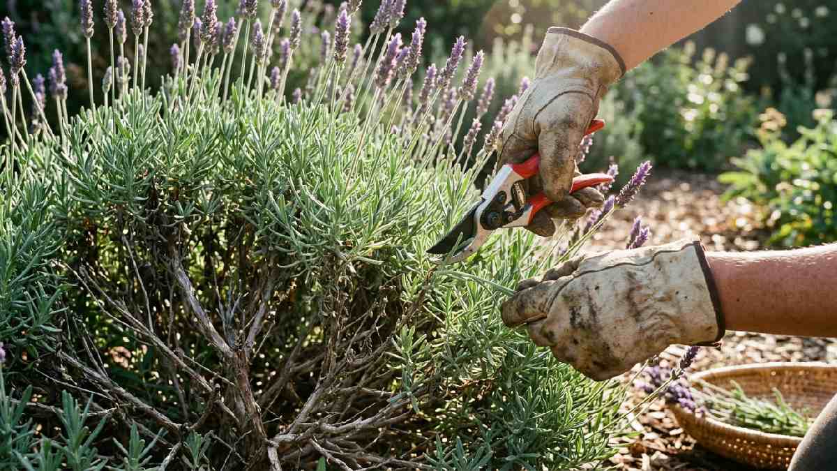 Pruning a mature lavender plant