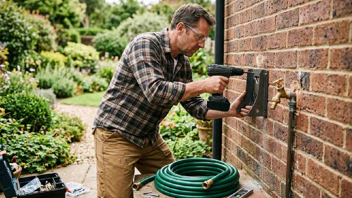 Installing a wall mounted garden hose reel