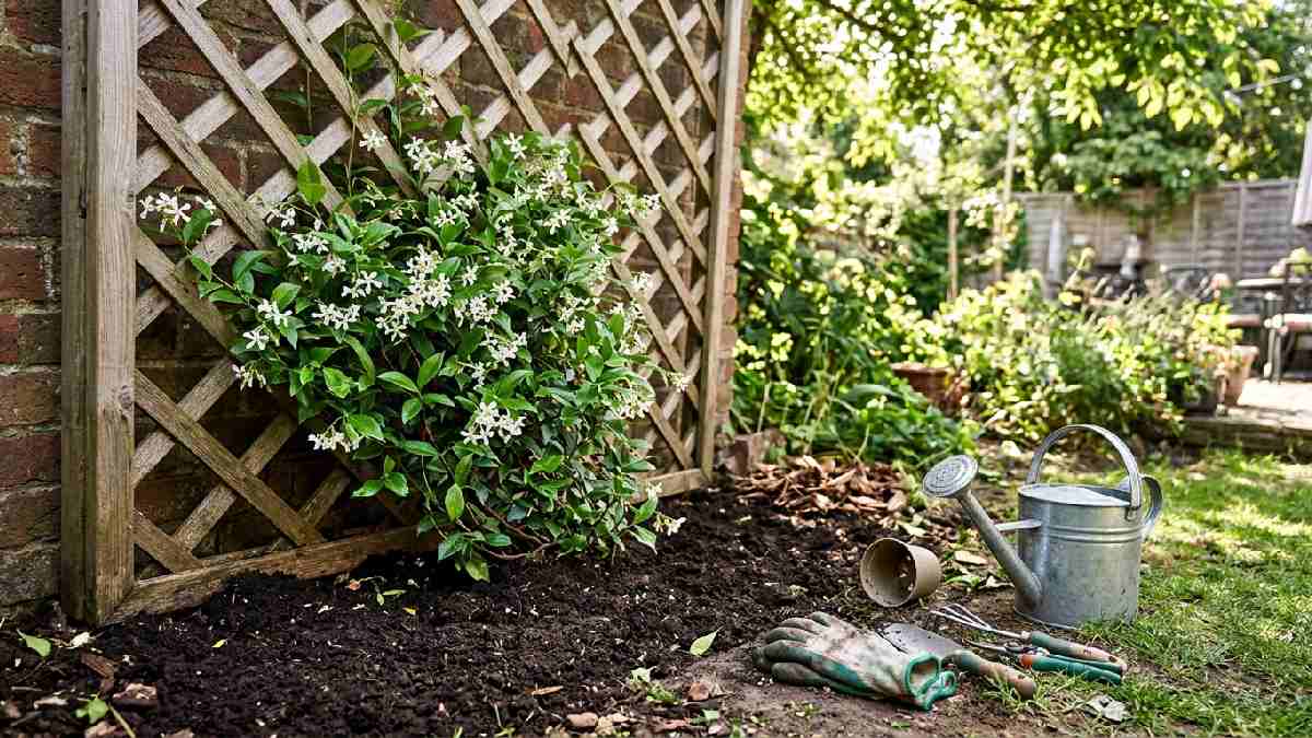 Growing jasmine at home on a trellis