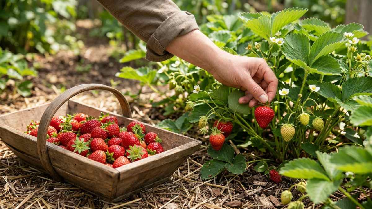 Picking and storing fresh strawberries