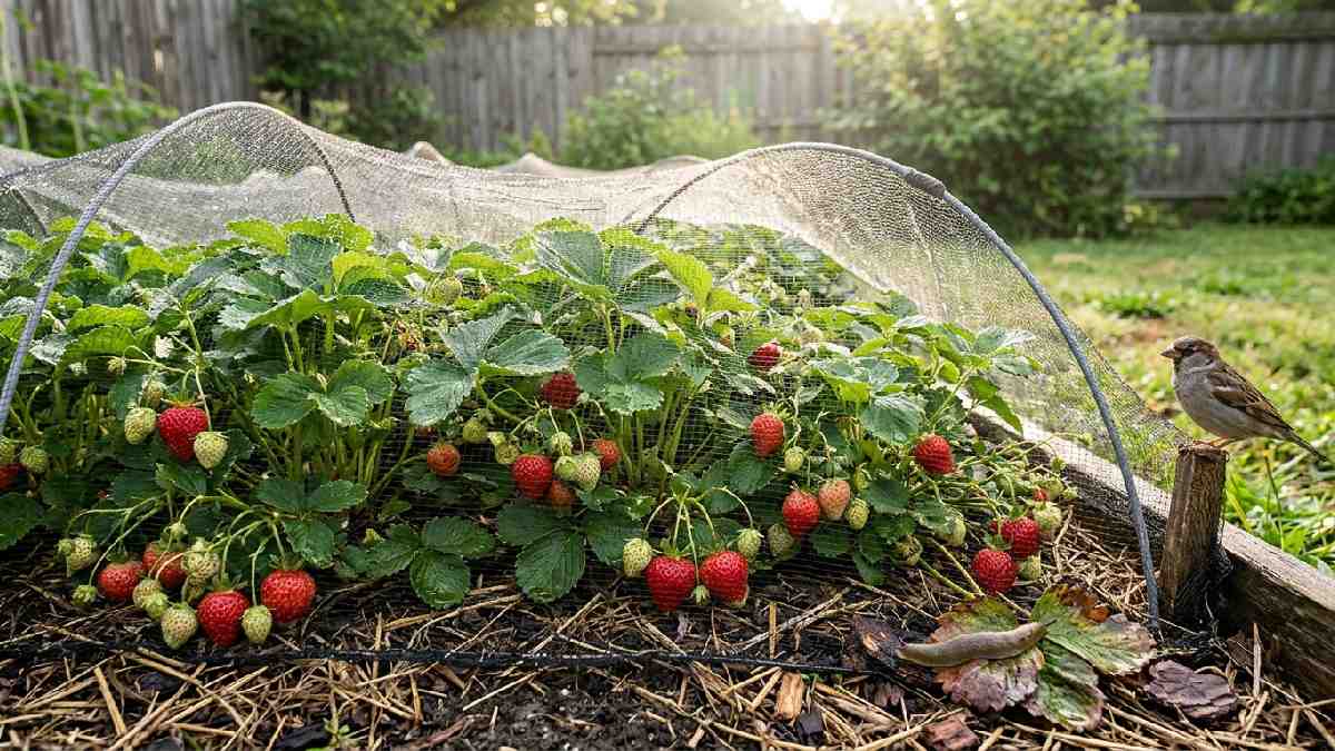 Protecting strawberries from birds and slugs