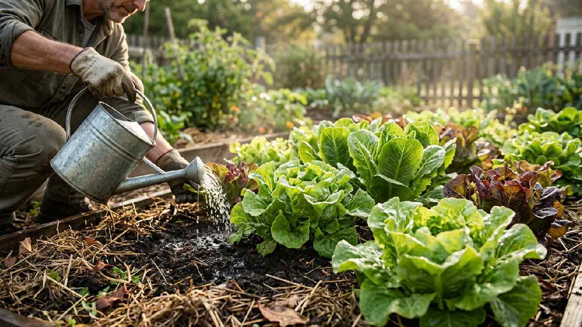 Lettuce growing with proper soil sun and water