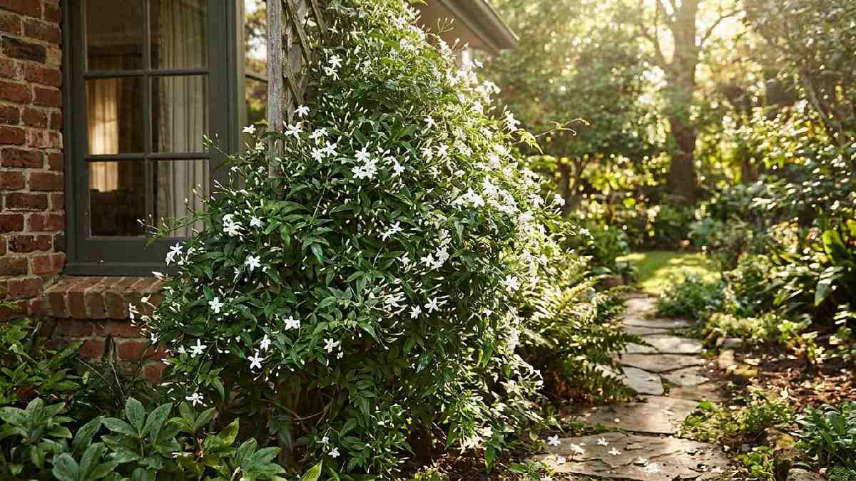 Jasmine plant growing in a sunny garden spot