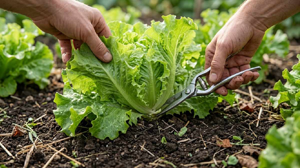 Harvesting lettuce using the cut and come again method