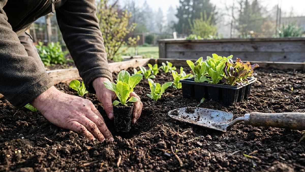 Planting lettuce during the cool growing season